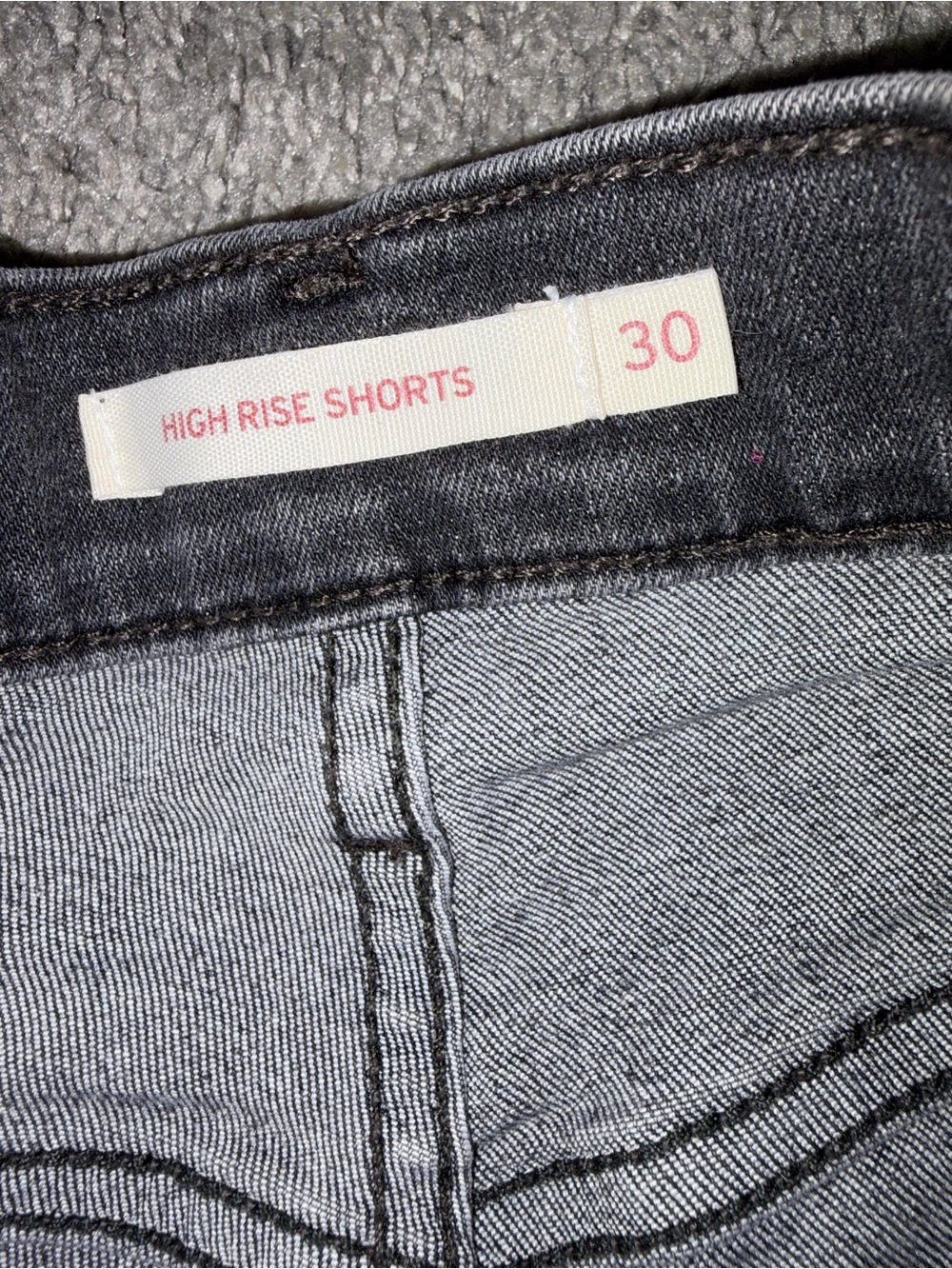Levi's High Rise Distressed Denim Cutoff Shorts Gray Wash - Size 30 - Picture 6 of 9